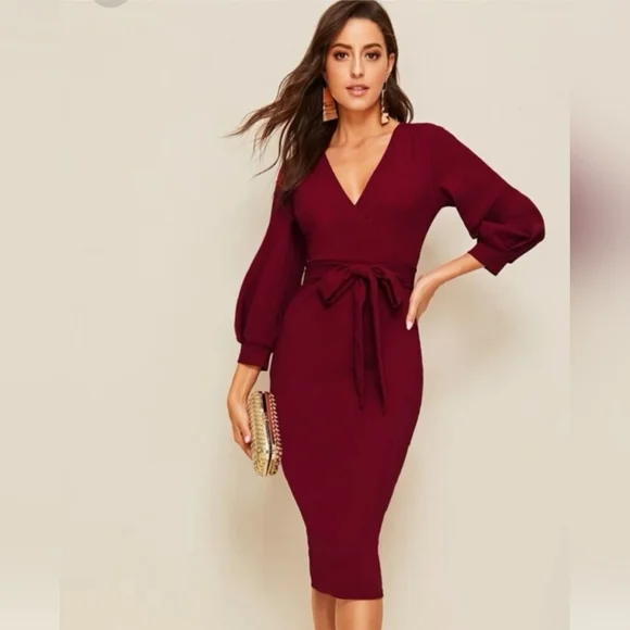 Midi Dress Shein Maroon Dress Midi Length Cocktail Dress Shein